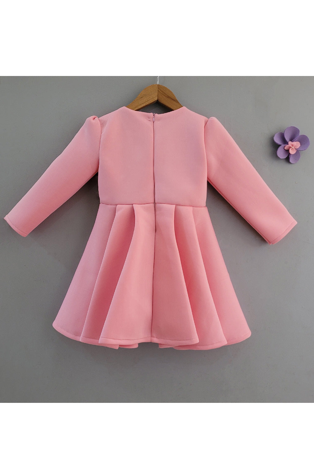 Pink And Blue Flower Detailing Neoprene Dress