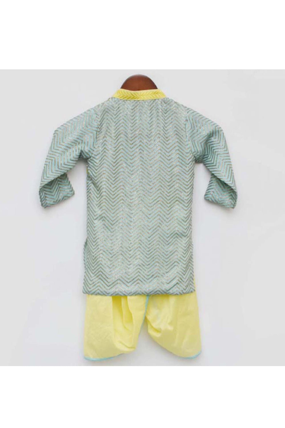 Aqua Blue Embroidered Georgette Kurta With Dhoti Set