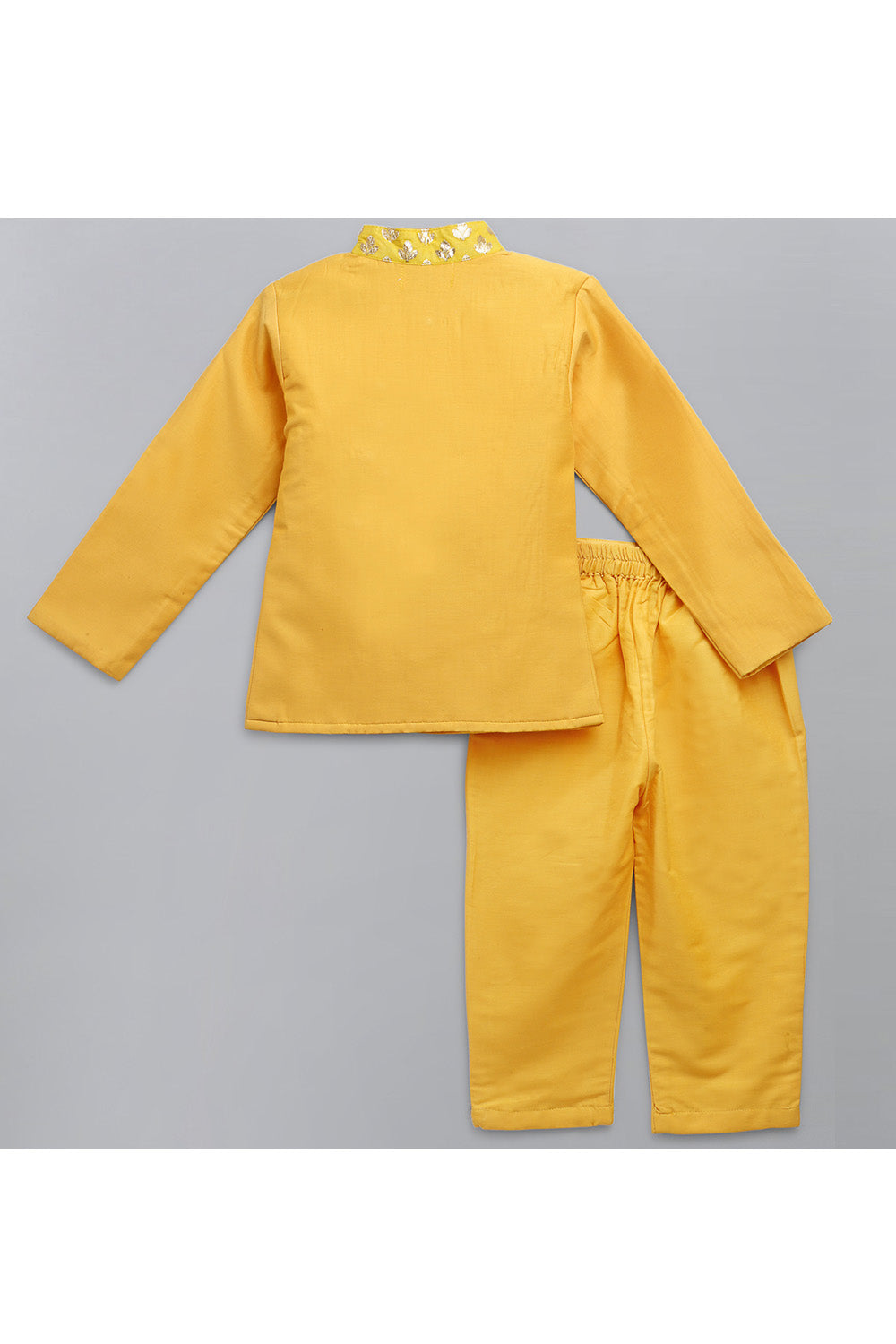 Mustard yellow Silk Bandhgala And Pyjama Set