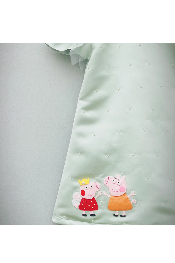 Peppa and pearl detailing knee length dress