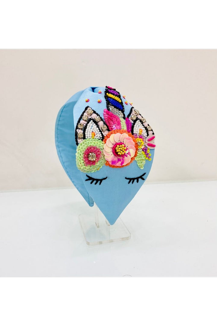 Blue vivid unicorn pure crepe hairband