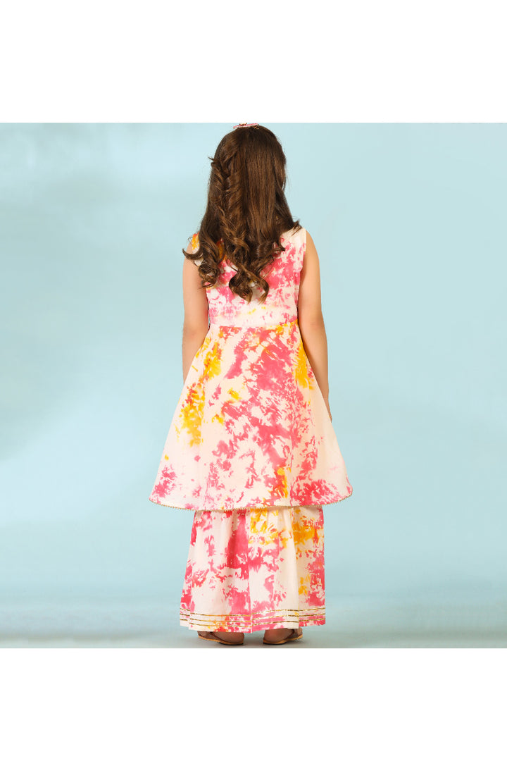 Multicolor Printed Peplum Style Cotton Top With Palazzo Set