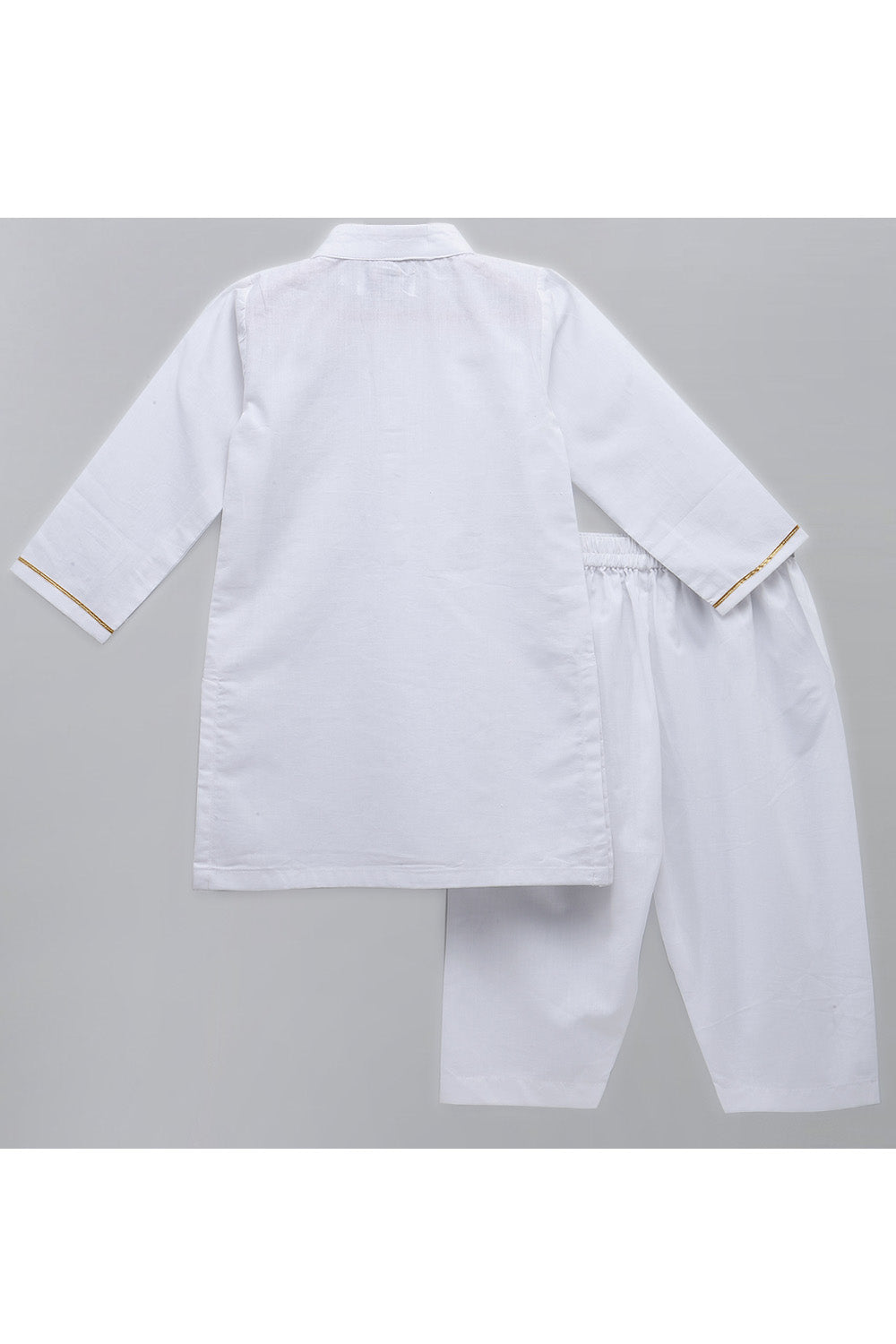 White Indian Flag Embroidered Kurta With Off White Pyjama
