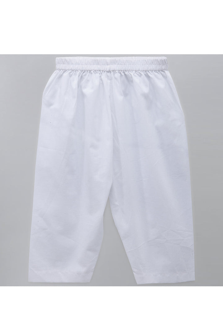 White Indian Flag Embroidered Kurta With Off White Pyjama
