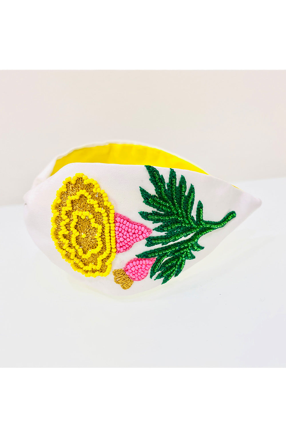 White And Yellow Sunflower Embroidered Hairband