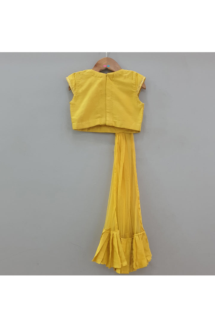 Lace Detailing Cotton Silk Top With Attached Dupatta And Printed Lehenga Set