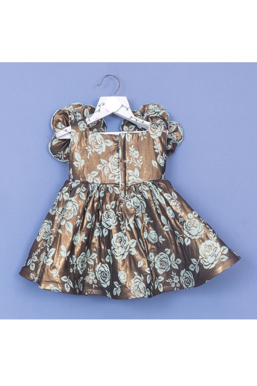 Brown Brocade Embroidered Sleeveless Dress