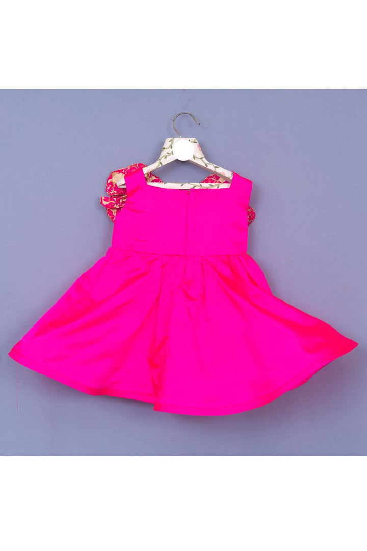 Pink Flower Detailing Taffeta Dress