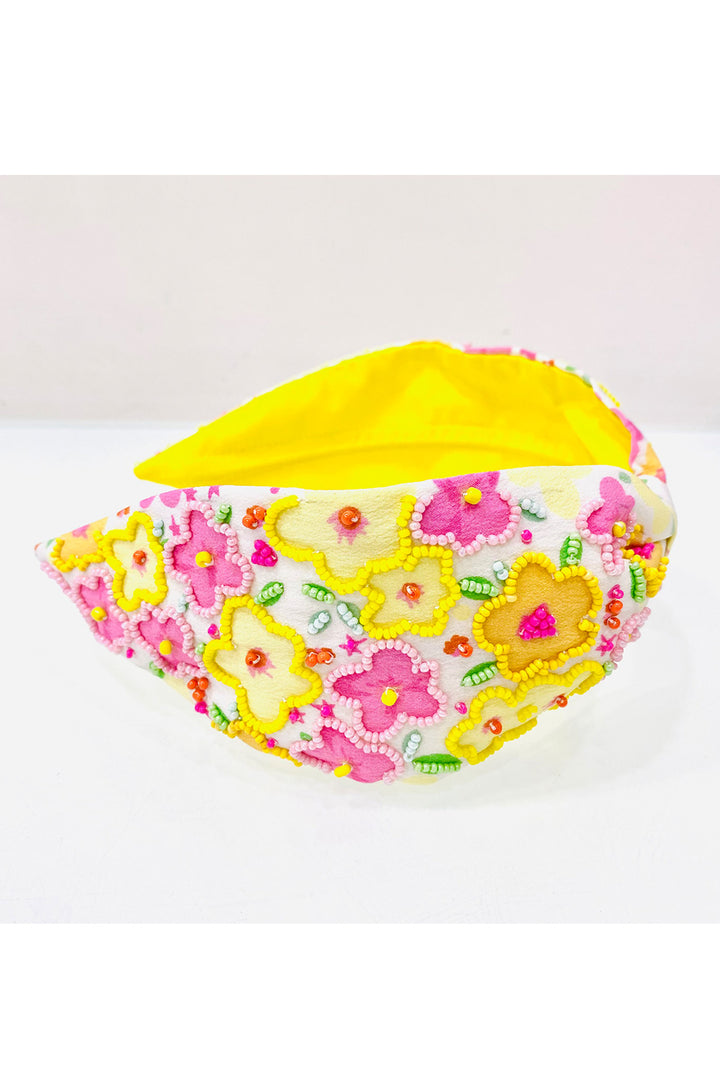 Yellow Flower Bead Embroidery Hairband