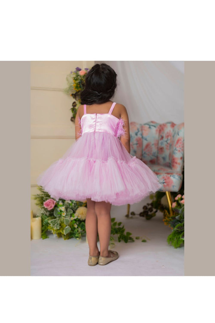 Lilac Feather And Pearls Detailing Dress