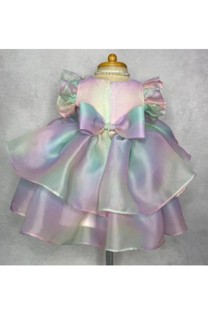 Rainbow Star Detailing Satin Dress