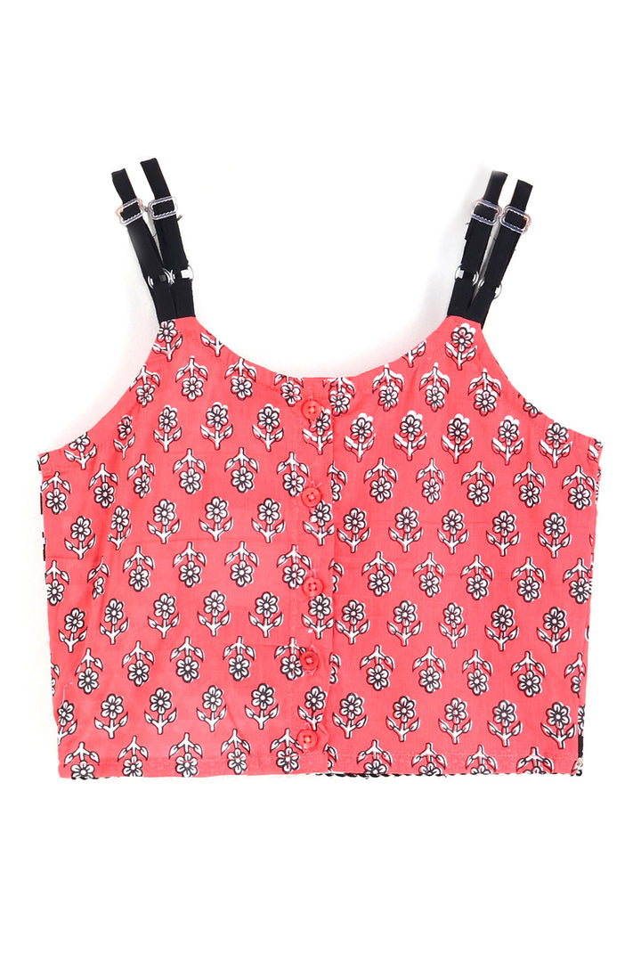 Peach and black printed top with palazzo set