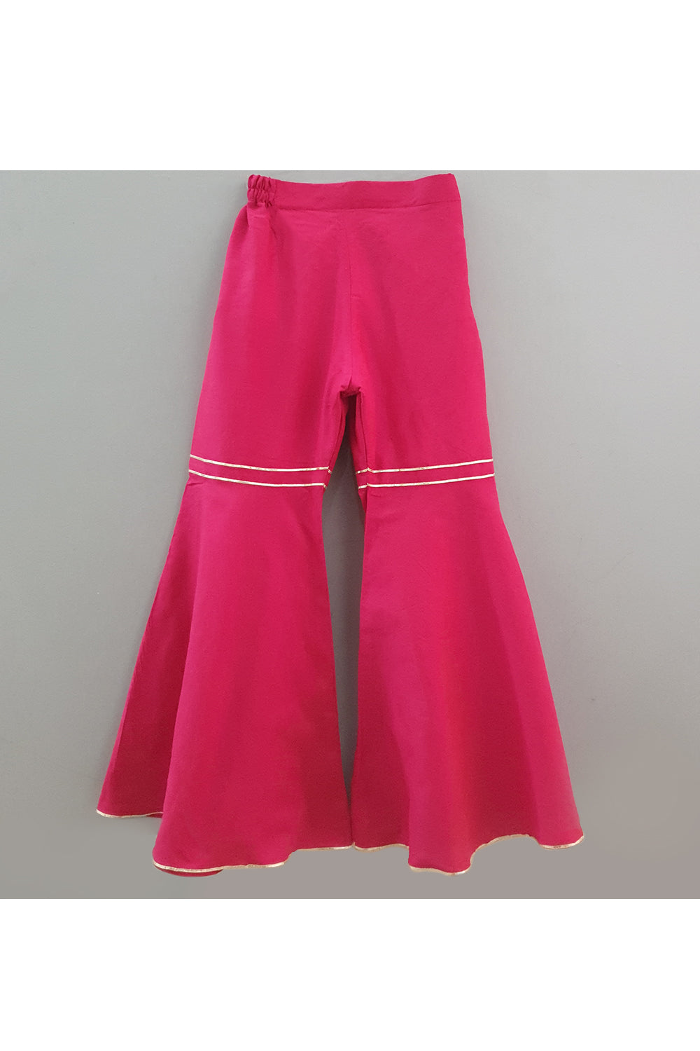 Fuchsia lotus hand painted kurta and sharara with dupatta