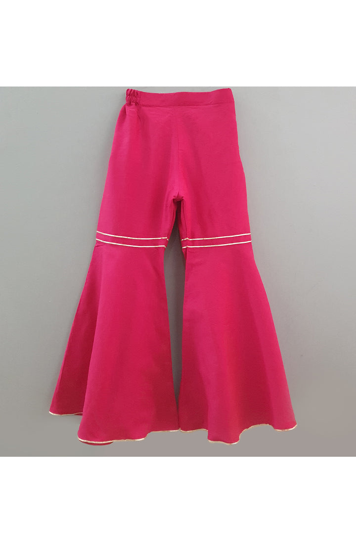 Fuchsia lotus hand painted kurta and sharara with dupatta