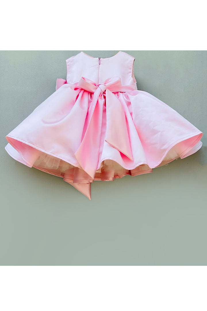 Pink pearl beads frills dress
