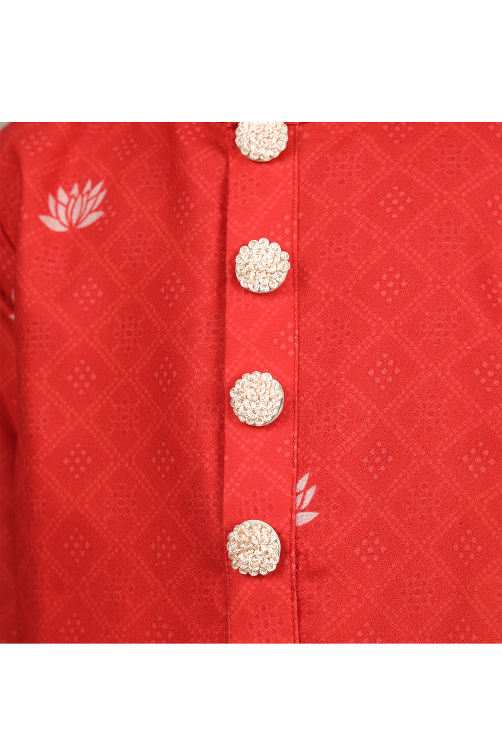 Red lotus printed kurta with pyjama