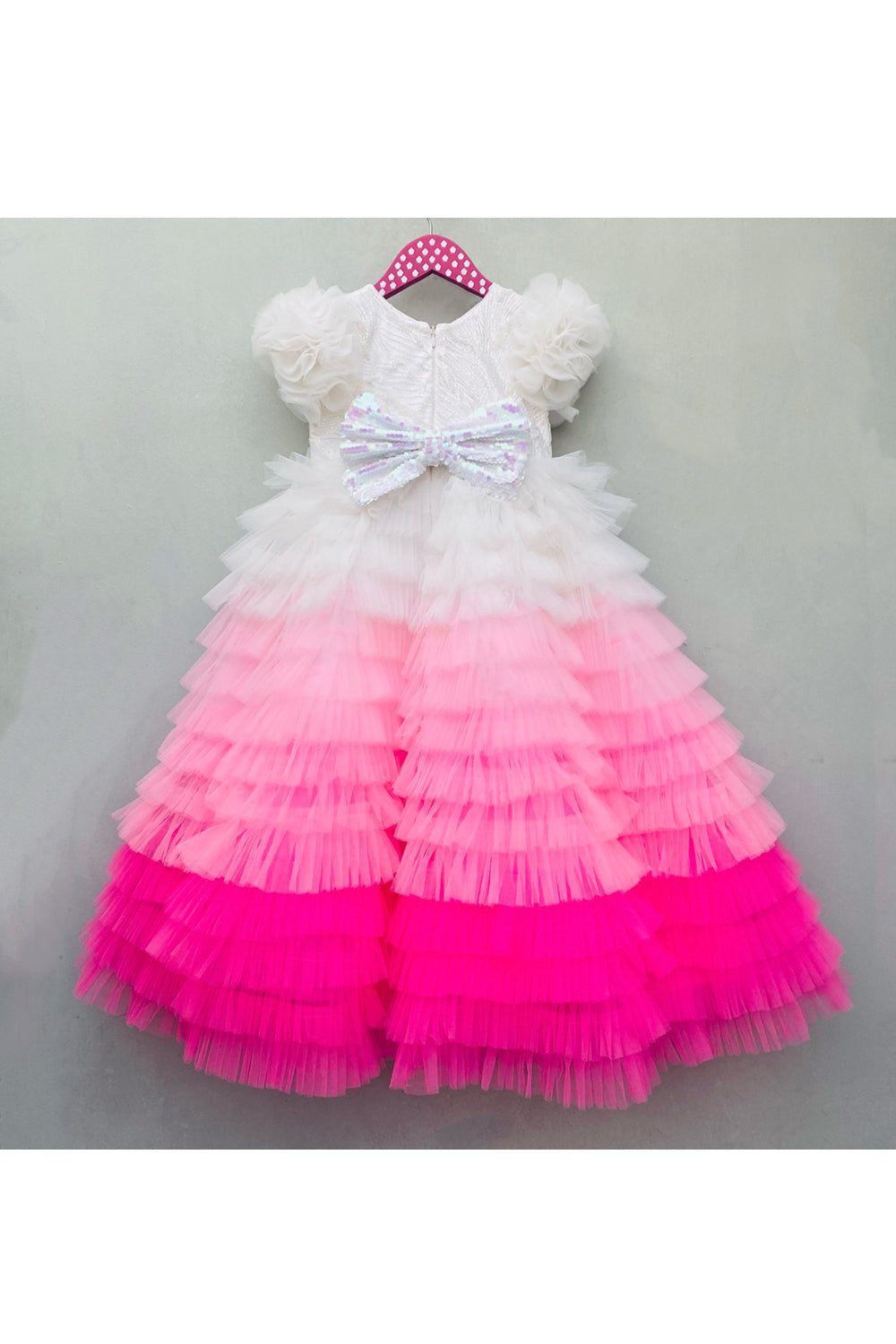 Multicolor Ombre Frill Layered Gown