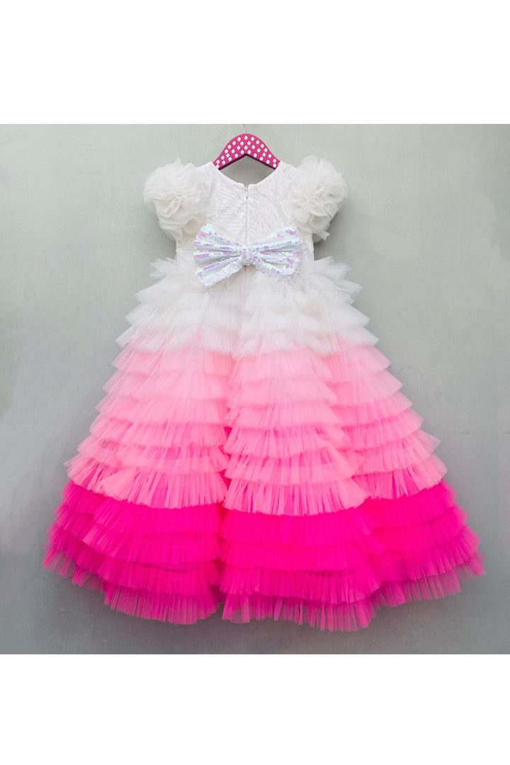 Multicolor Ombre Frill Layered Gown
