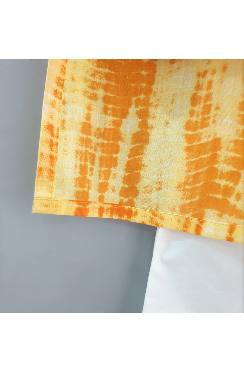 Mustard Yellow Tie And Dye Printed Kurta With Pyjama Set