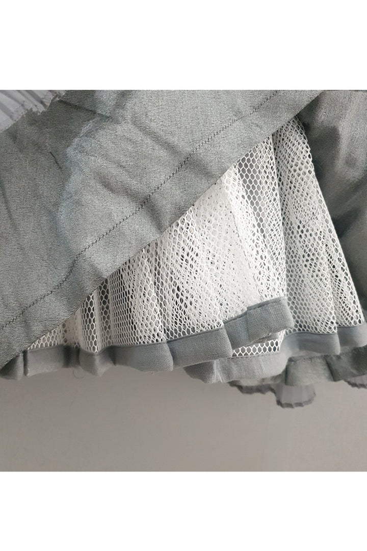 Grey Sequins Layered Dress With Hair Clip