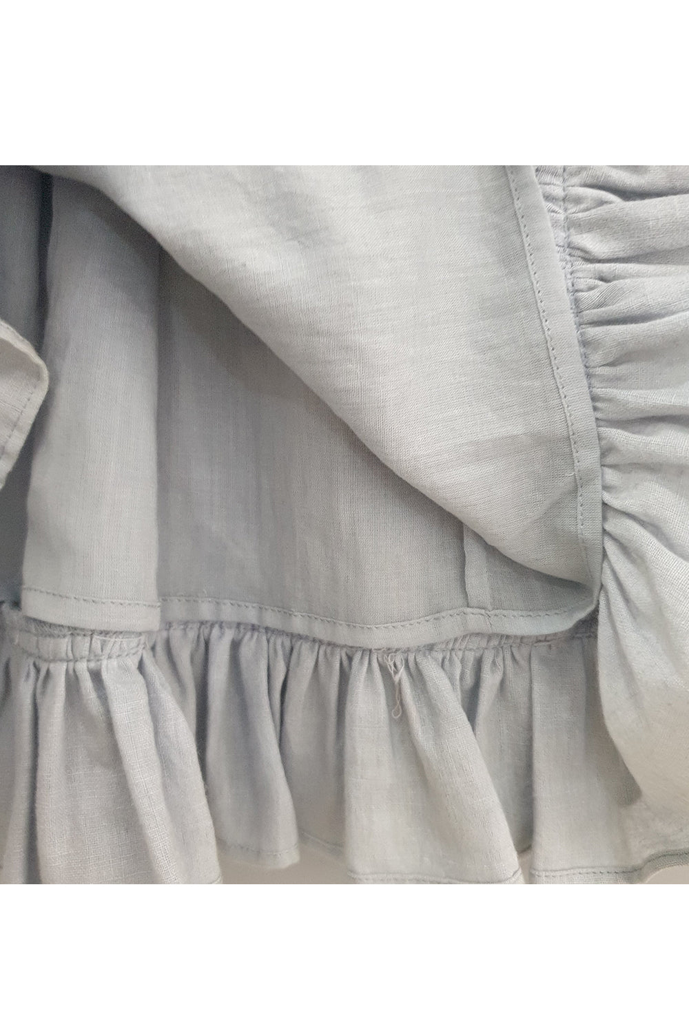 Lilac grey pintucks gathered and embroidered dress