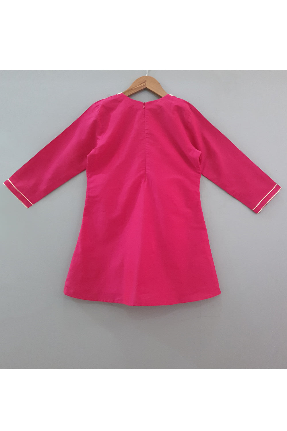 Fuchsia lotus hand painted kurta and sharara with dupatta