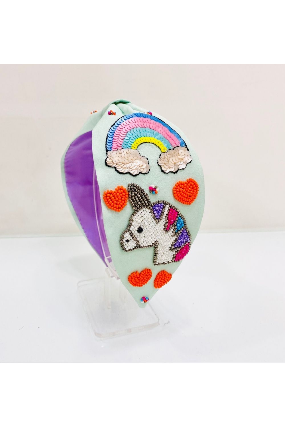 Light green unicorn pure crepe hairband