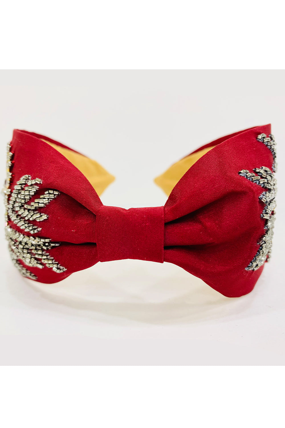 Maroon pure crepe floral theme hairband