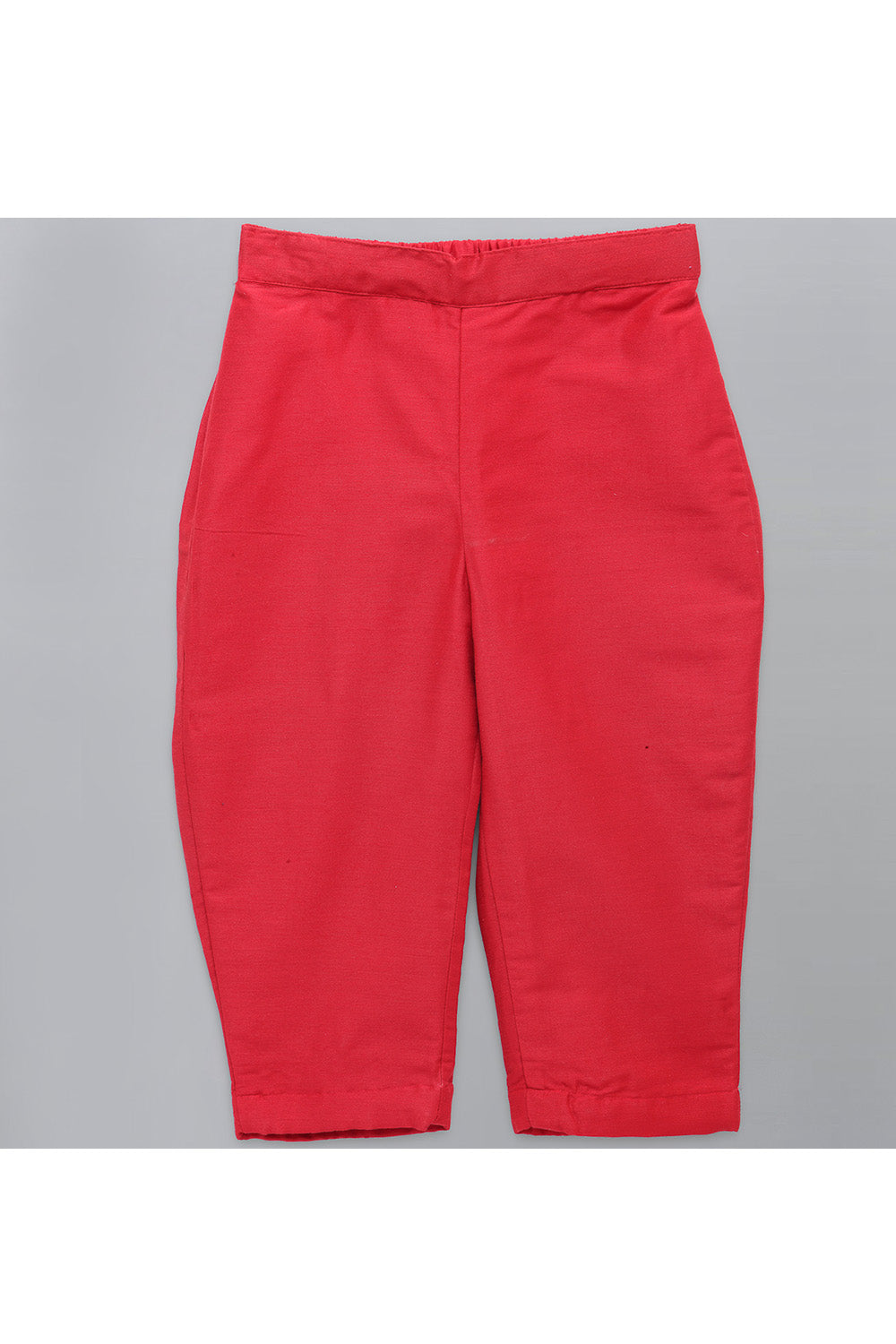 Red Cotton Silk Embroidered Short Bandhgala With Pant Set