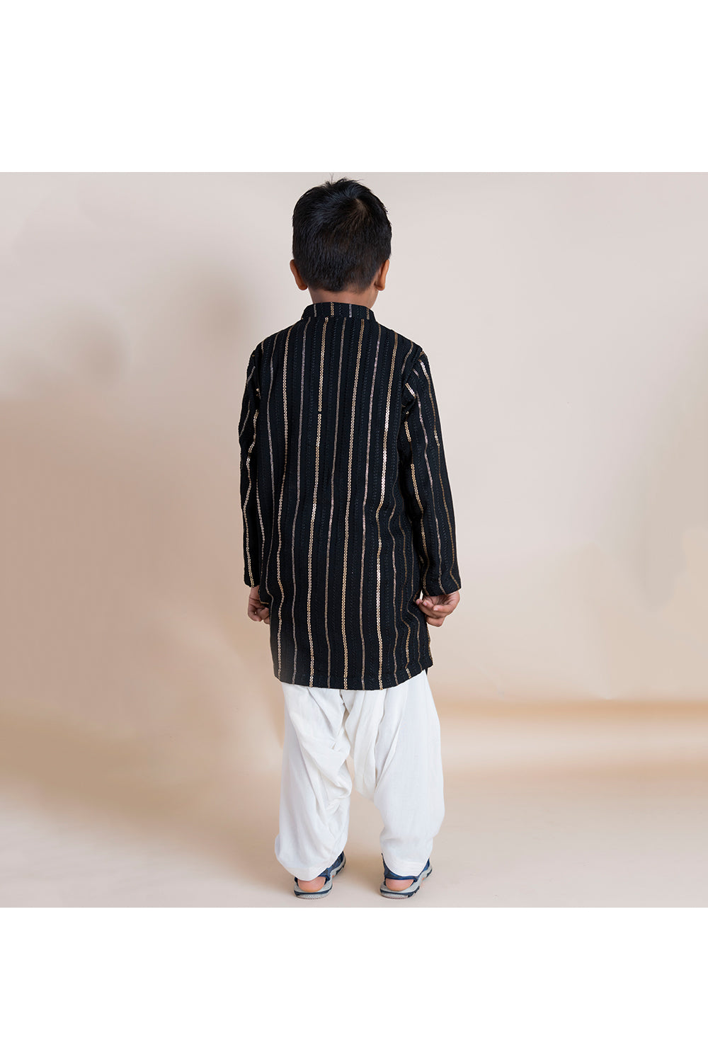 Black silver and golden sequins kurta with patiala