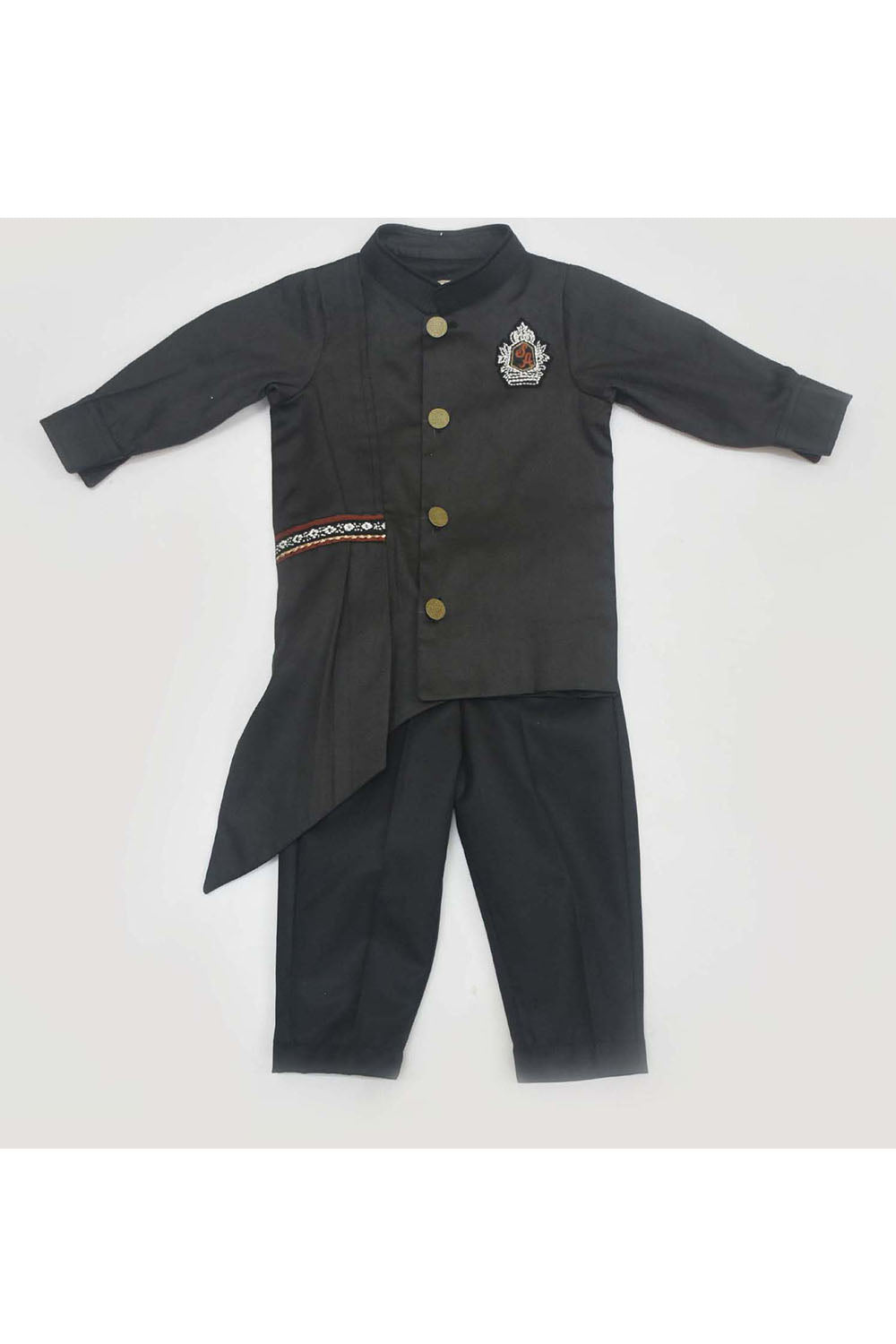 Black Cotton Silk Asymmetrical kurta With Pant Set