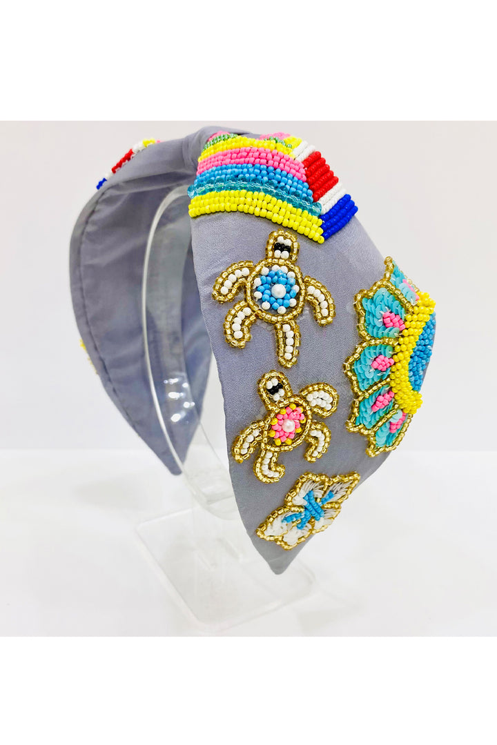 Grey pure crepe turtle squad hairband