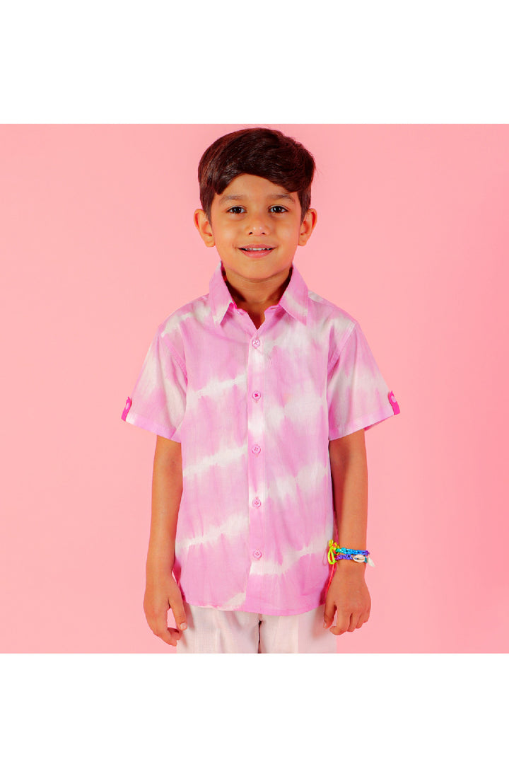 Lavender Tie And Dye Printed Cotton Shirt