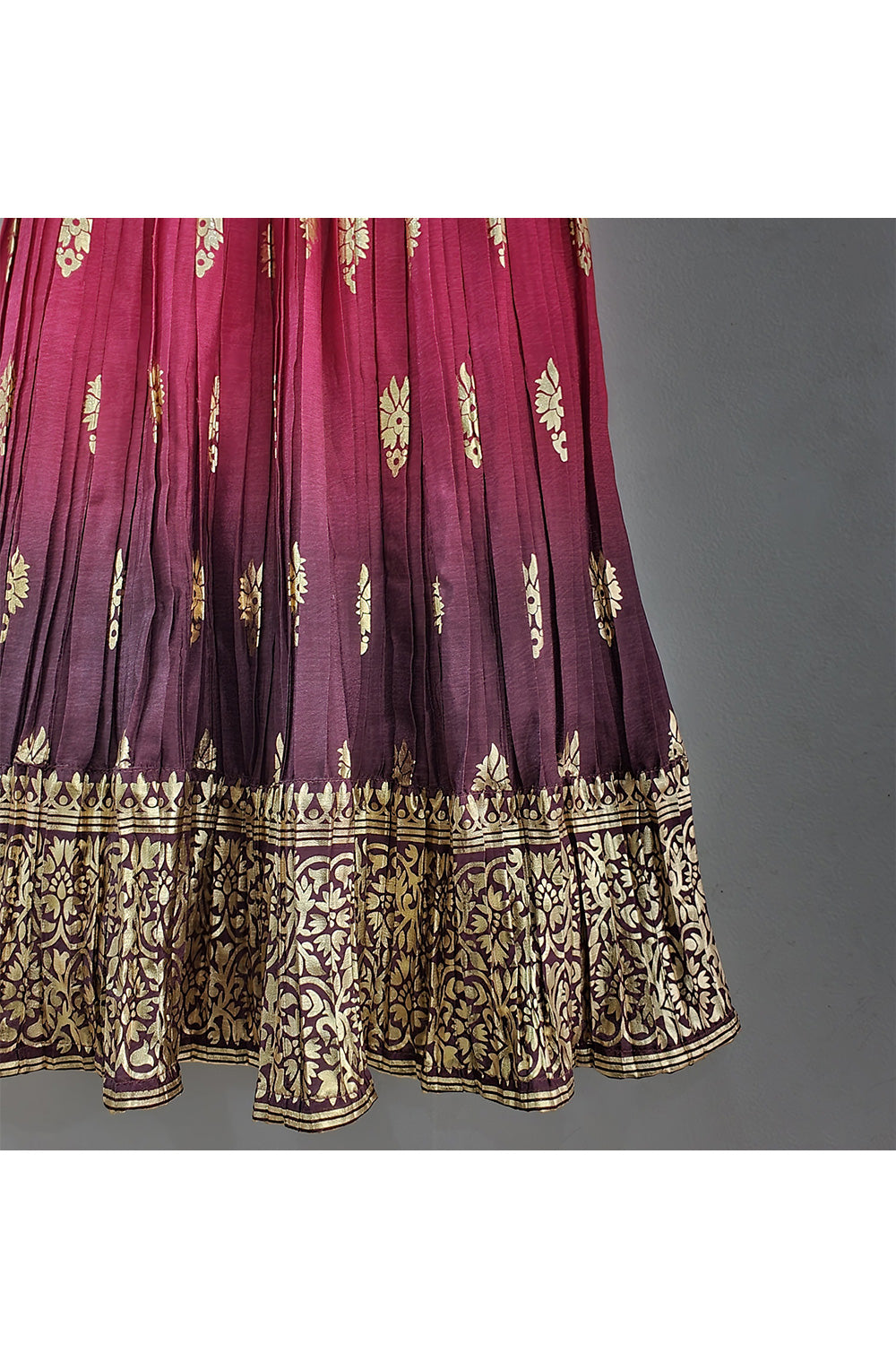 Off White Peplum Style Top With Lehenga Set