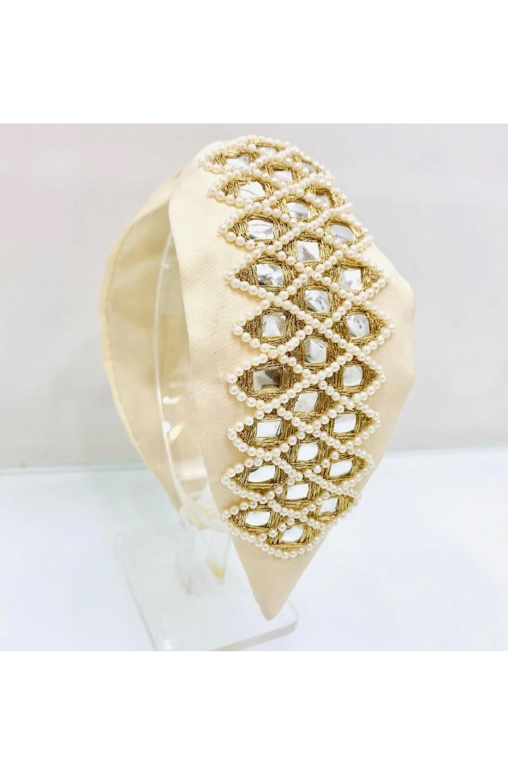 Pearl Embroidered Pure Crepe Hairband