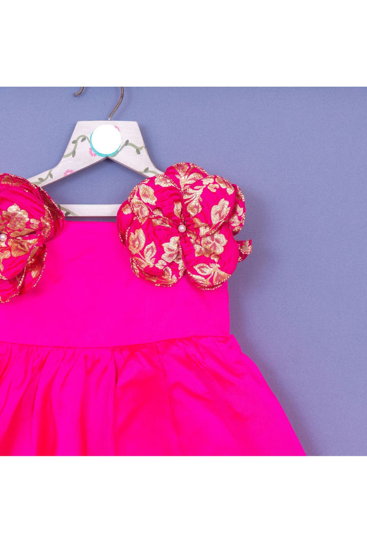 Pink Flower Detailing Taffeta Dress