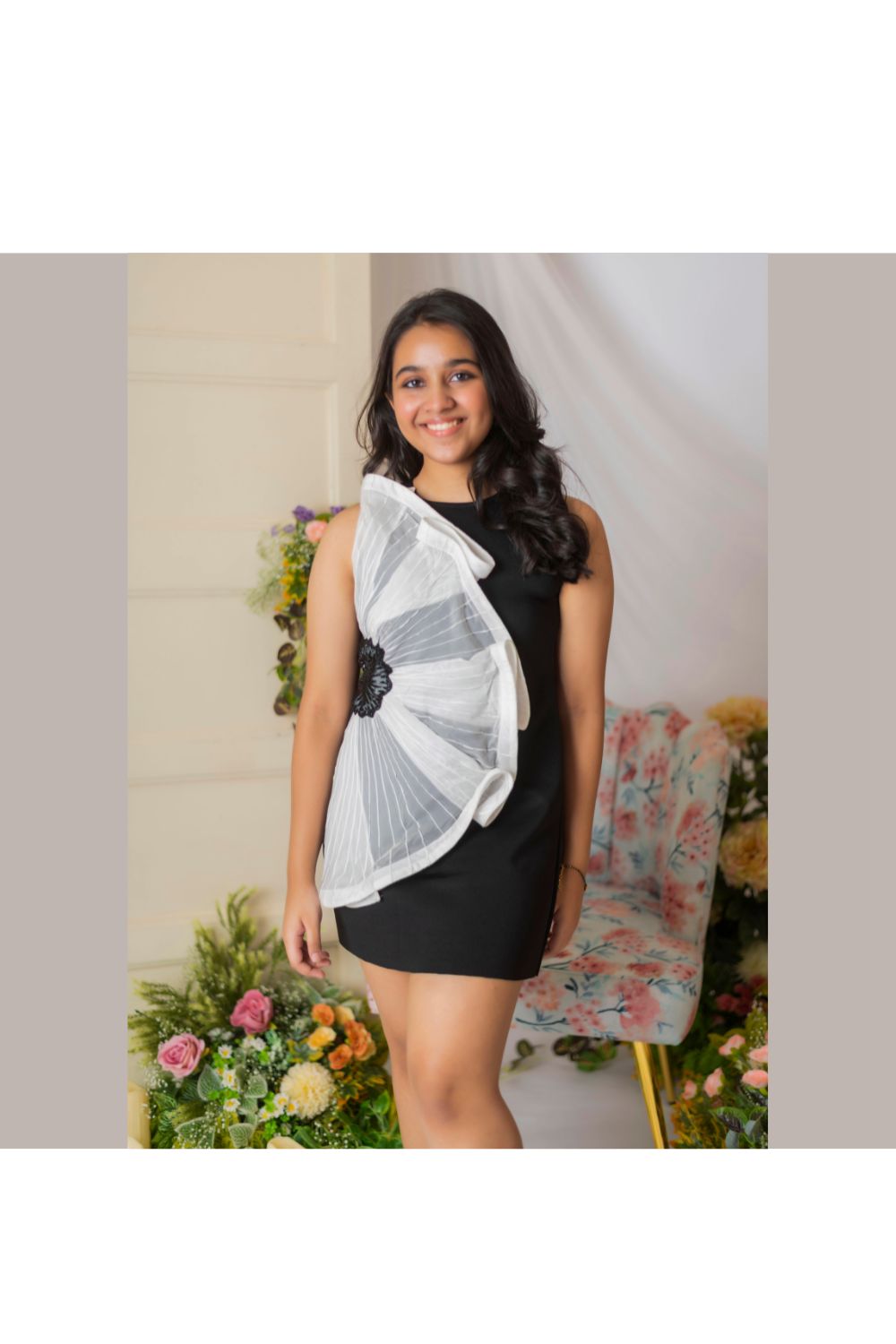 Black And White Embroidered Dress