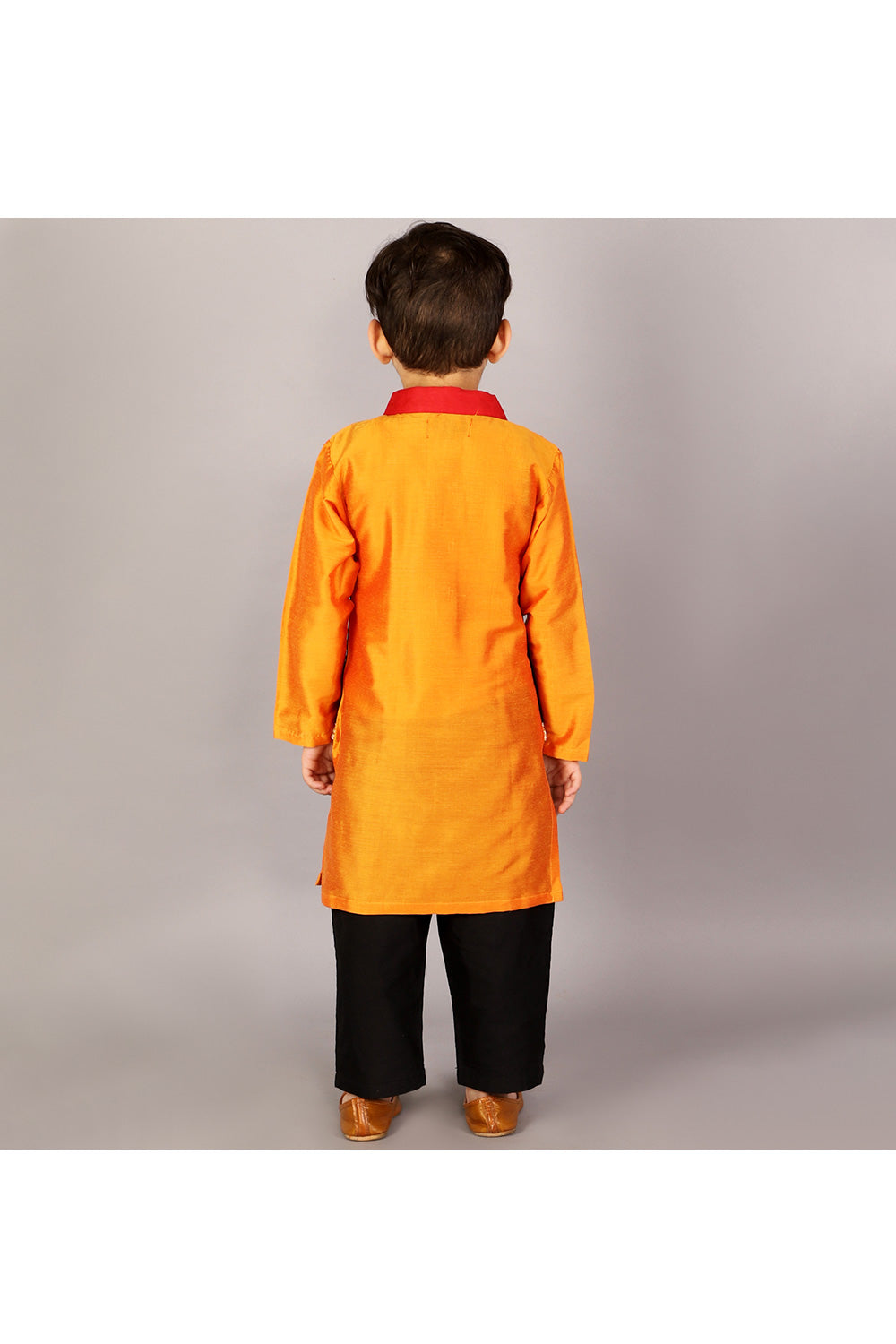 Multicolor Cotton Silk Kurta With Black Lace Embellished Attached Jacket Set