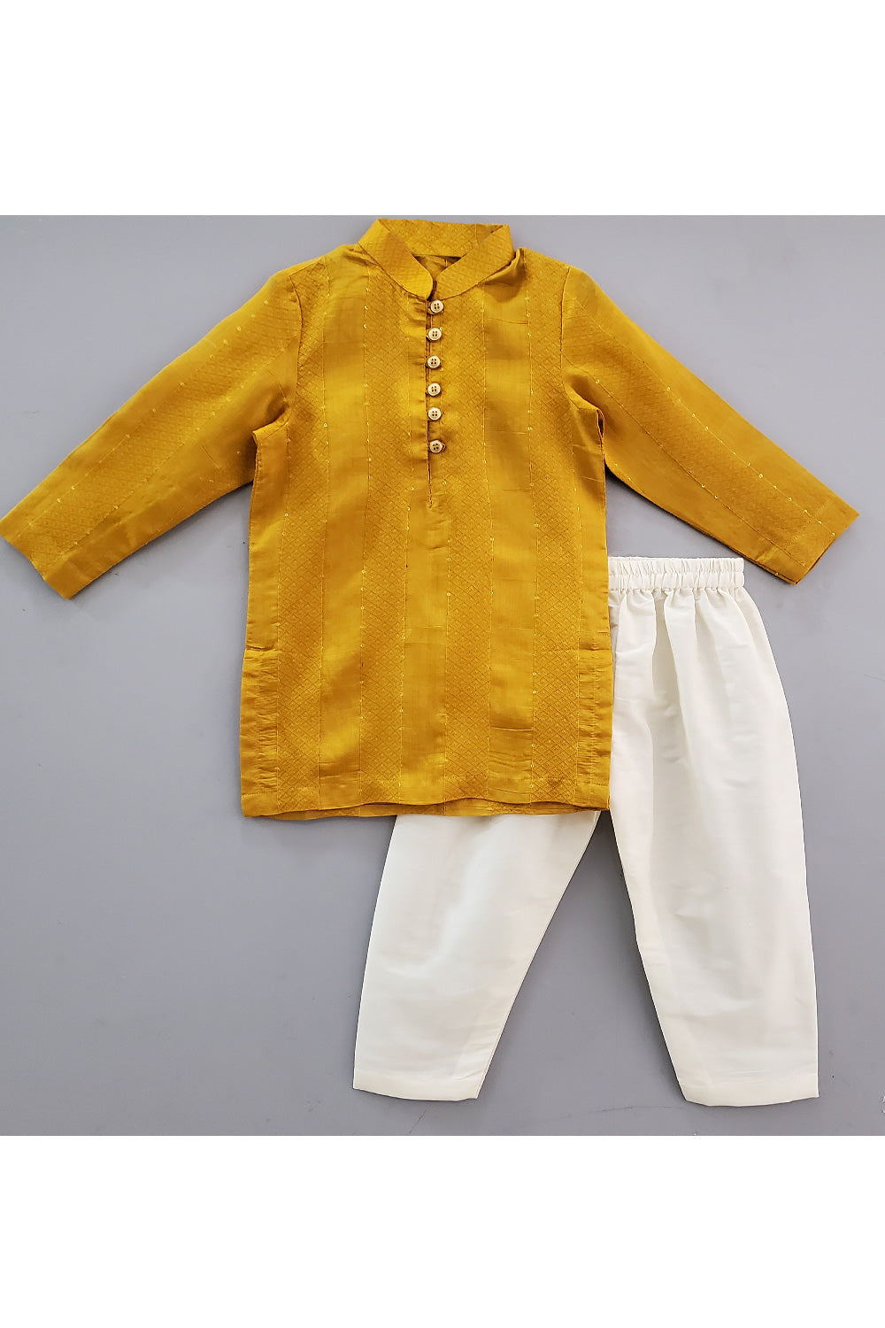 Mustard Yellow Kurta With White Pyjama Set