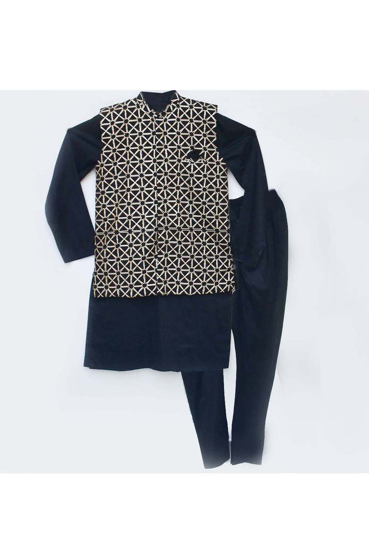 Black Kurta With Gota Embroidered Jacket Set