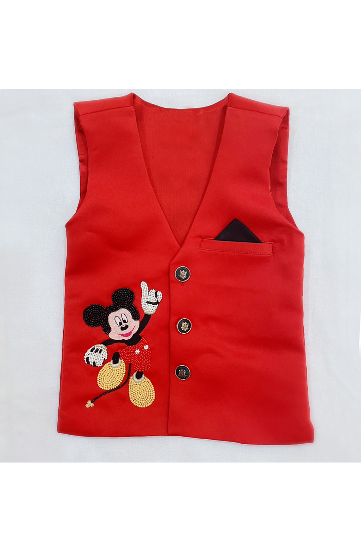 Personalised mickey mouse waistcoat with shirt and pant set