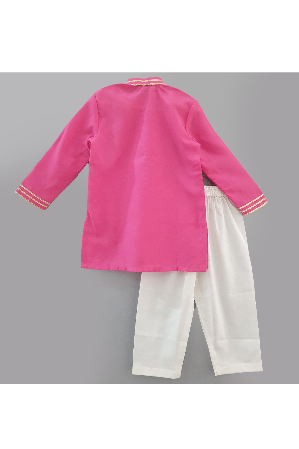 Pink pintuck gotta striped kurta with white pyjama