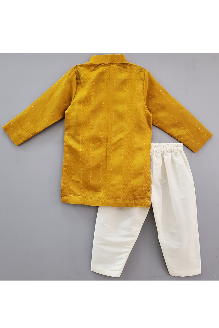 Mustard Yellow Kurta With White Pyjama Set