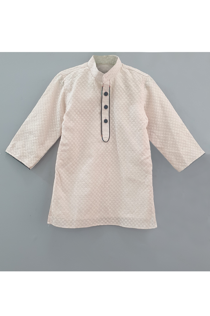 Dragonfly printed jacket with beige kurta and white pyjama