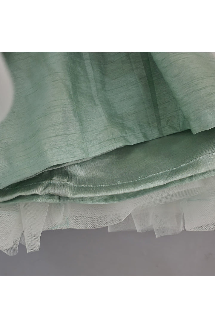 Mint Green Rainbow Sequins Embroidered Net Dress