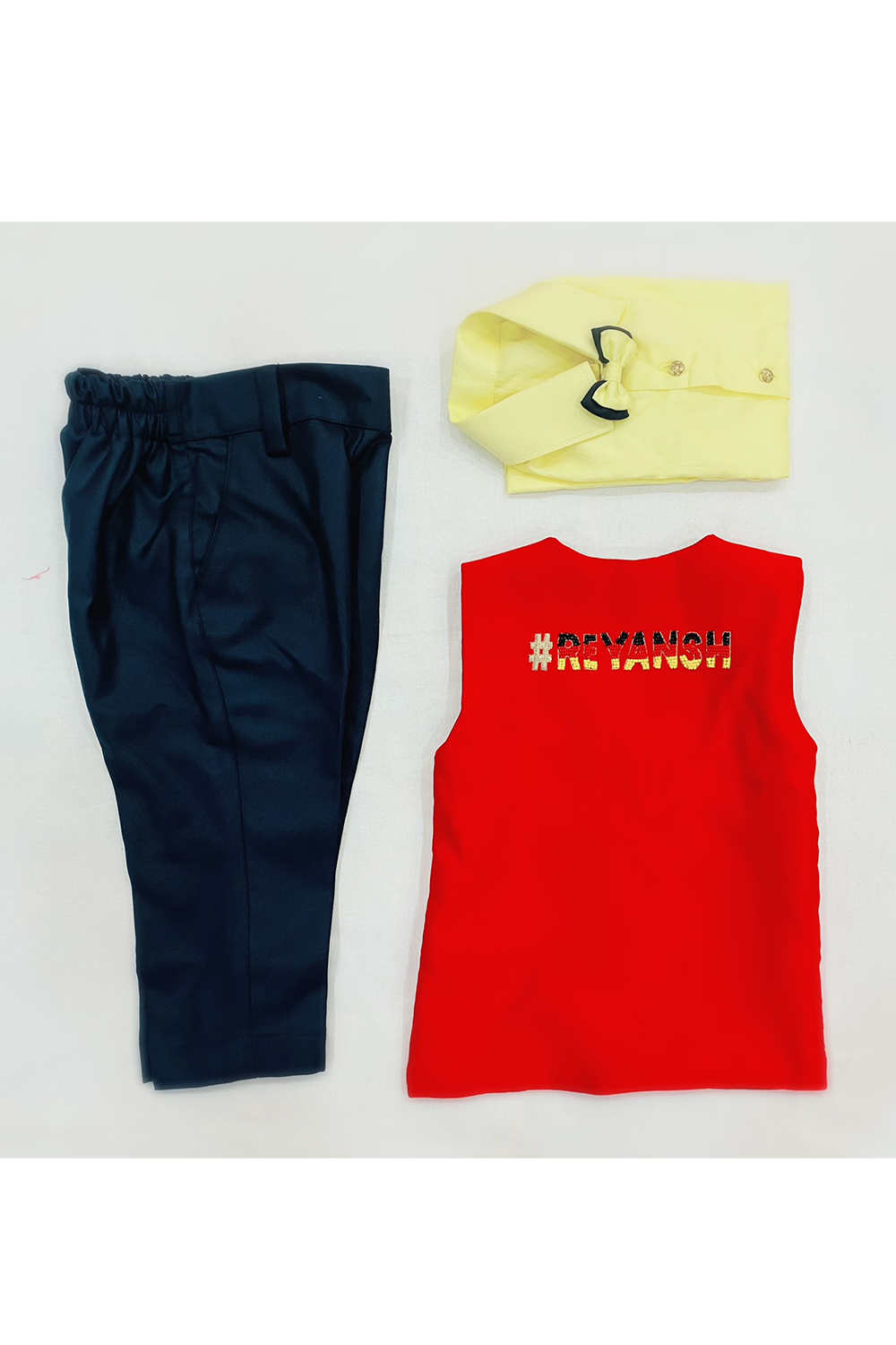 Personalised mickey mouse waistcoat with shirt and pant set