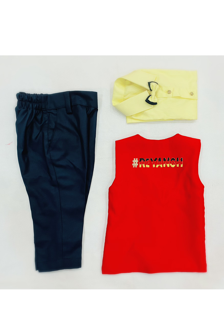 Personalised mickey mouse waistcoat with shirt and pant set
