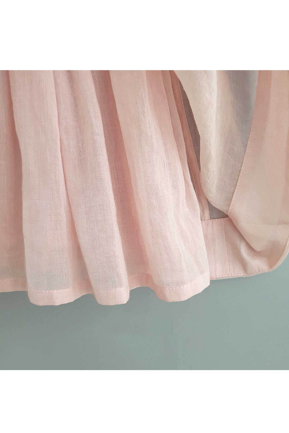 Baby pink overlapped collar and gathered dress