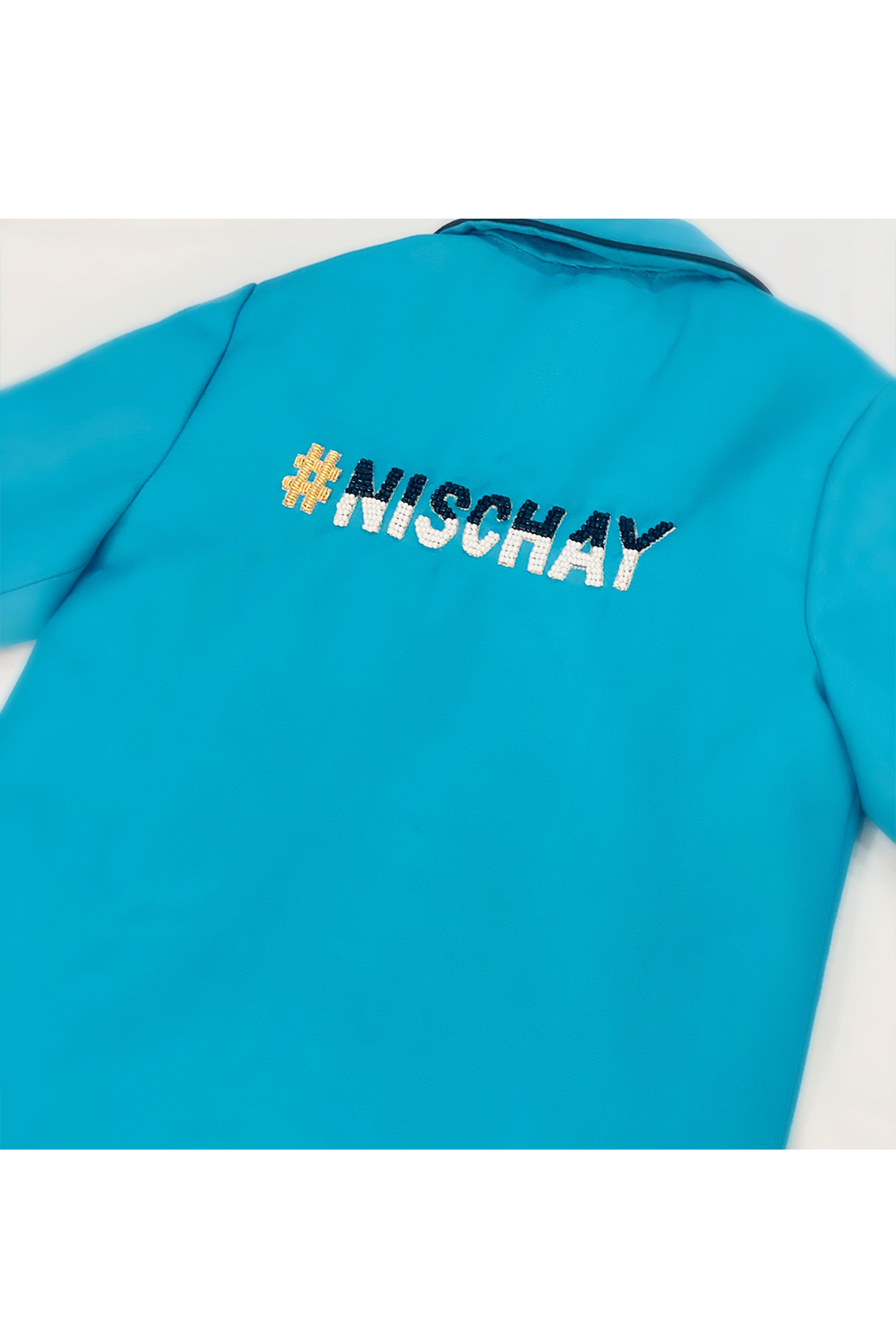 Personalised baby boy embroidered blue coat