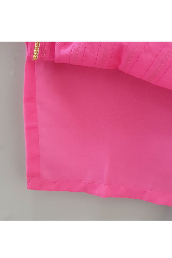 Pink pintuck gotta striped kurta with white pyjama